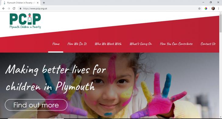 Screenshot of Plymouth Children in Poverty's website