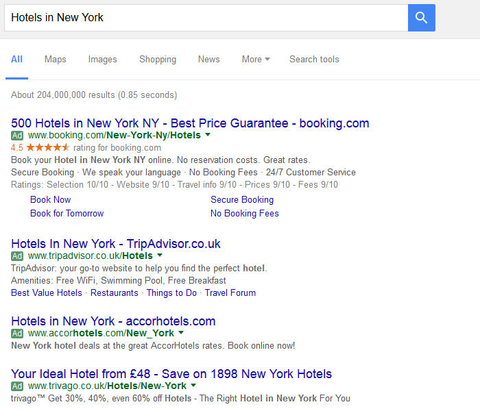 Google ad listing screengrab.