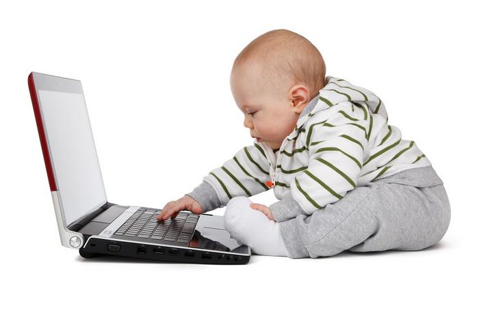 Baby using a laptop