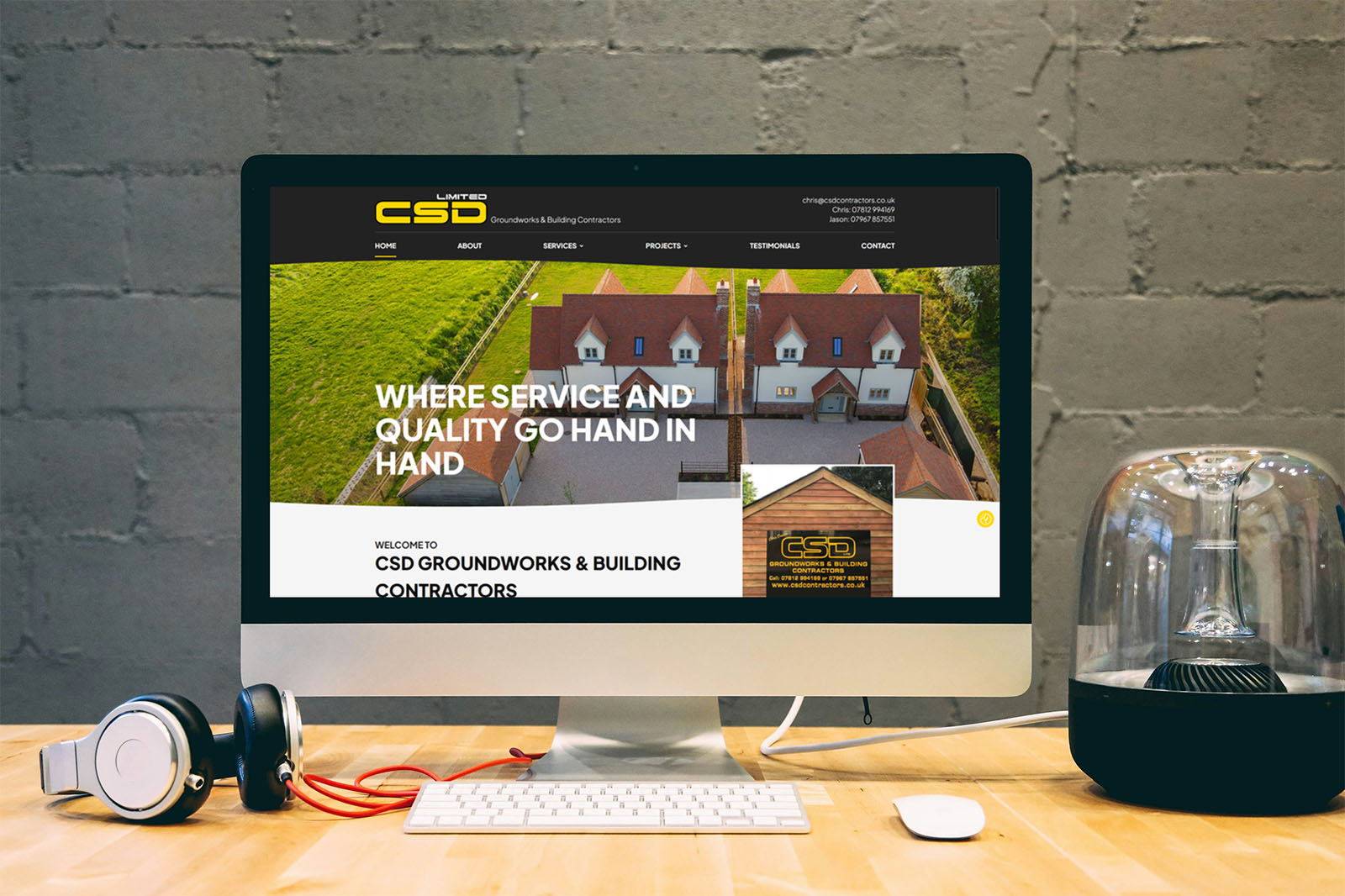 CSD Groundworks website on a computer monitor.