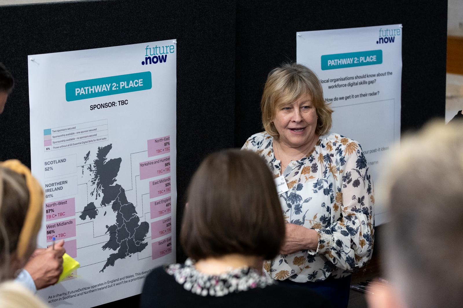 Julie Hawker presenting the work of the South West region in promoting the essential digital skills framework