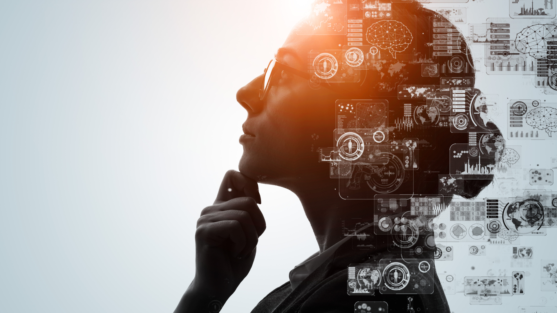 A woman thinking about AI