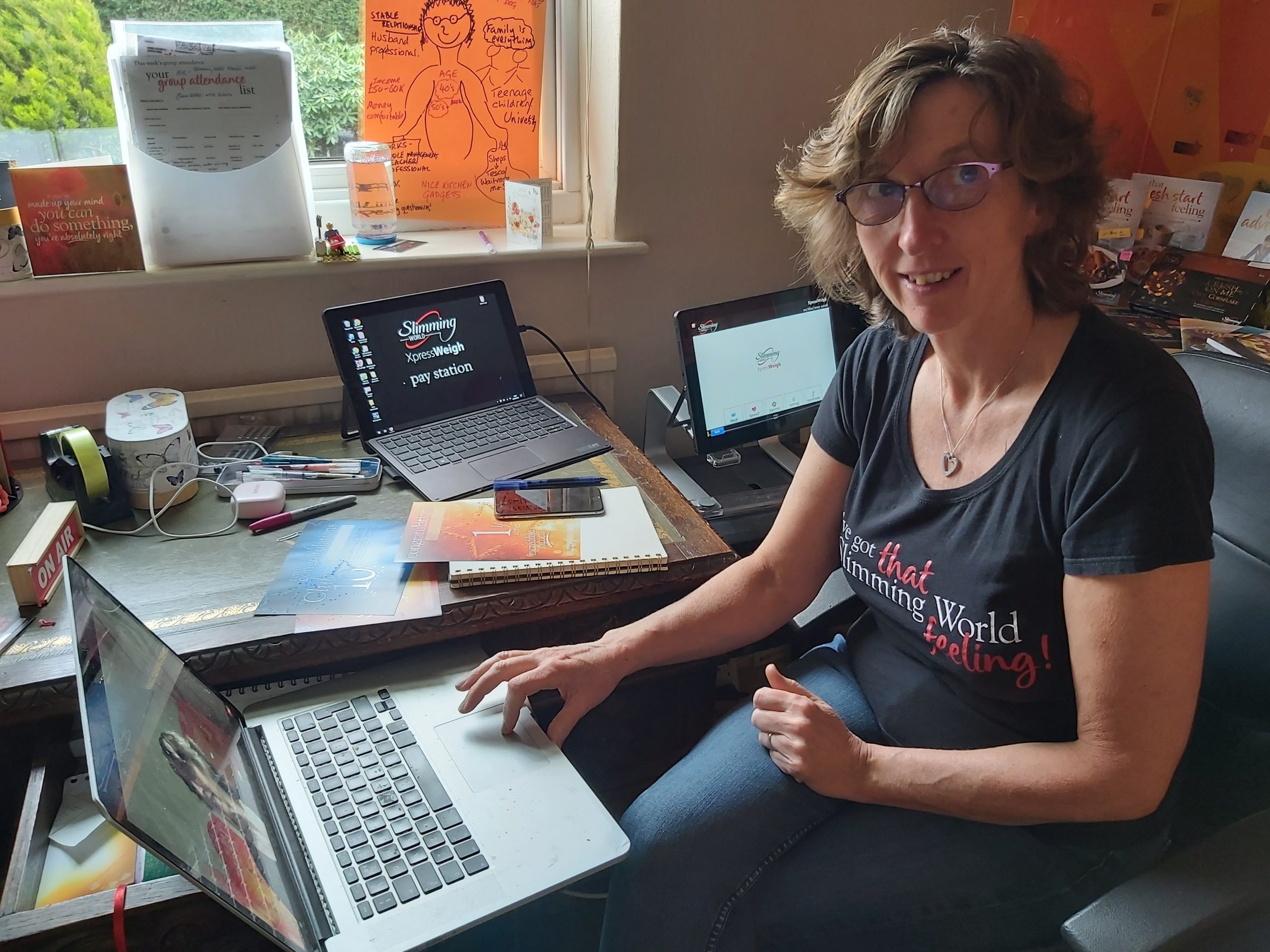 Lady in a room of laptops